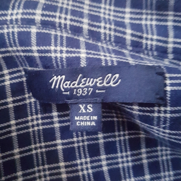 MADEWELL Blue Paid Pullover Shirt - Picture 8 of 10